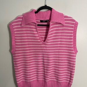 Illusory Pink Striped Sleeveless Blouse Size Large CB-AQ